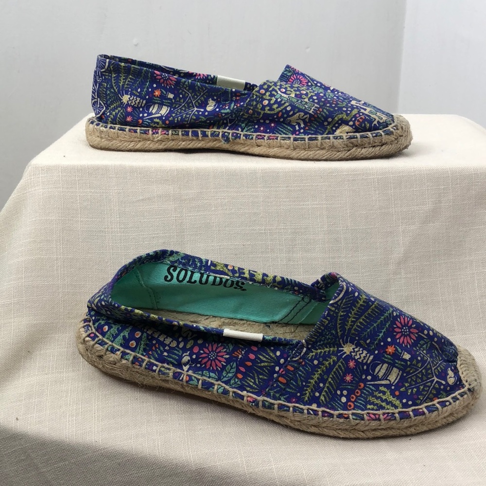 Soludos espadrilles garden print blue size 1